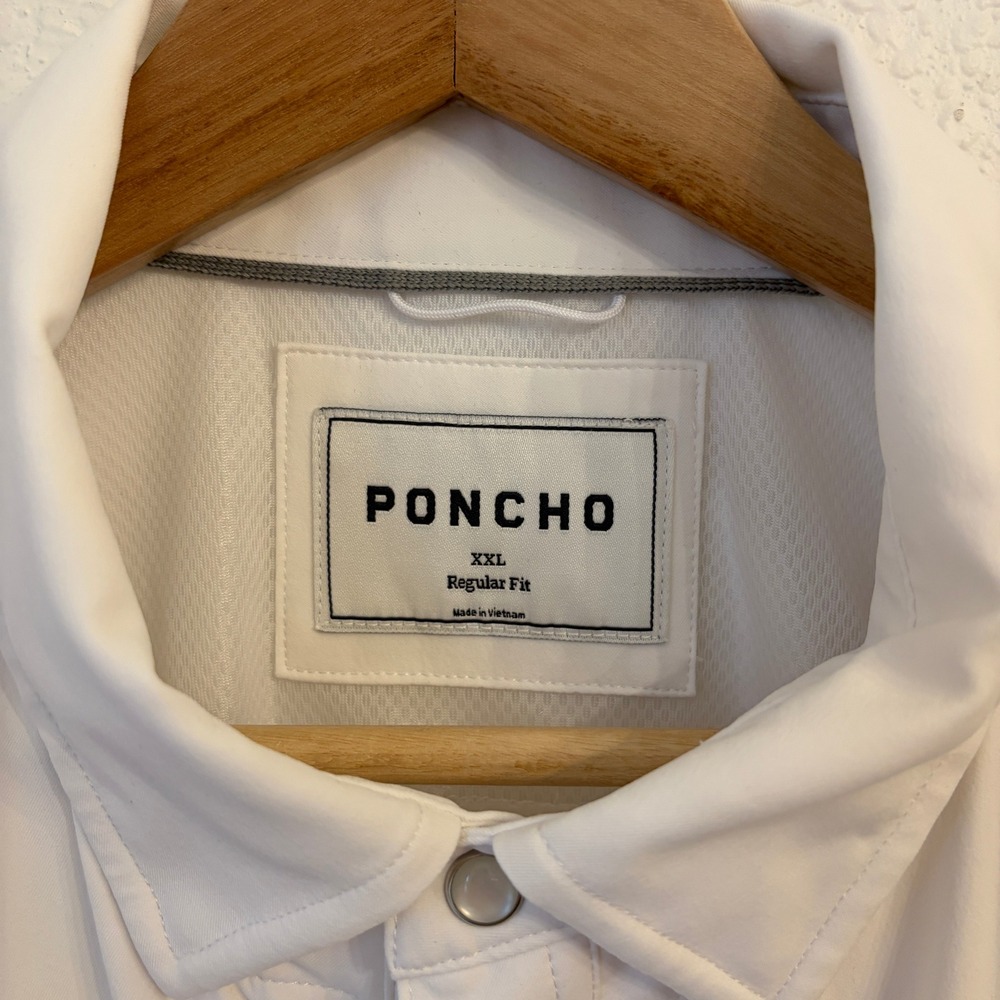 Poncho Western Pearl Snap Shirt Mens XXL Sleeve Logo Performance Long Sleeve - Picture 3 of 9